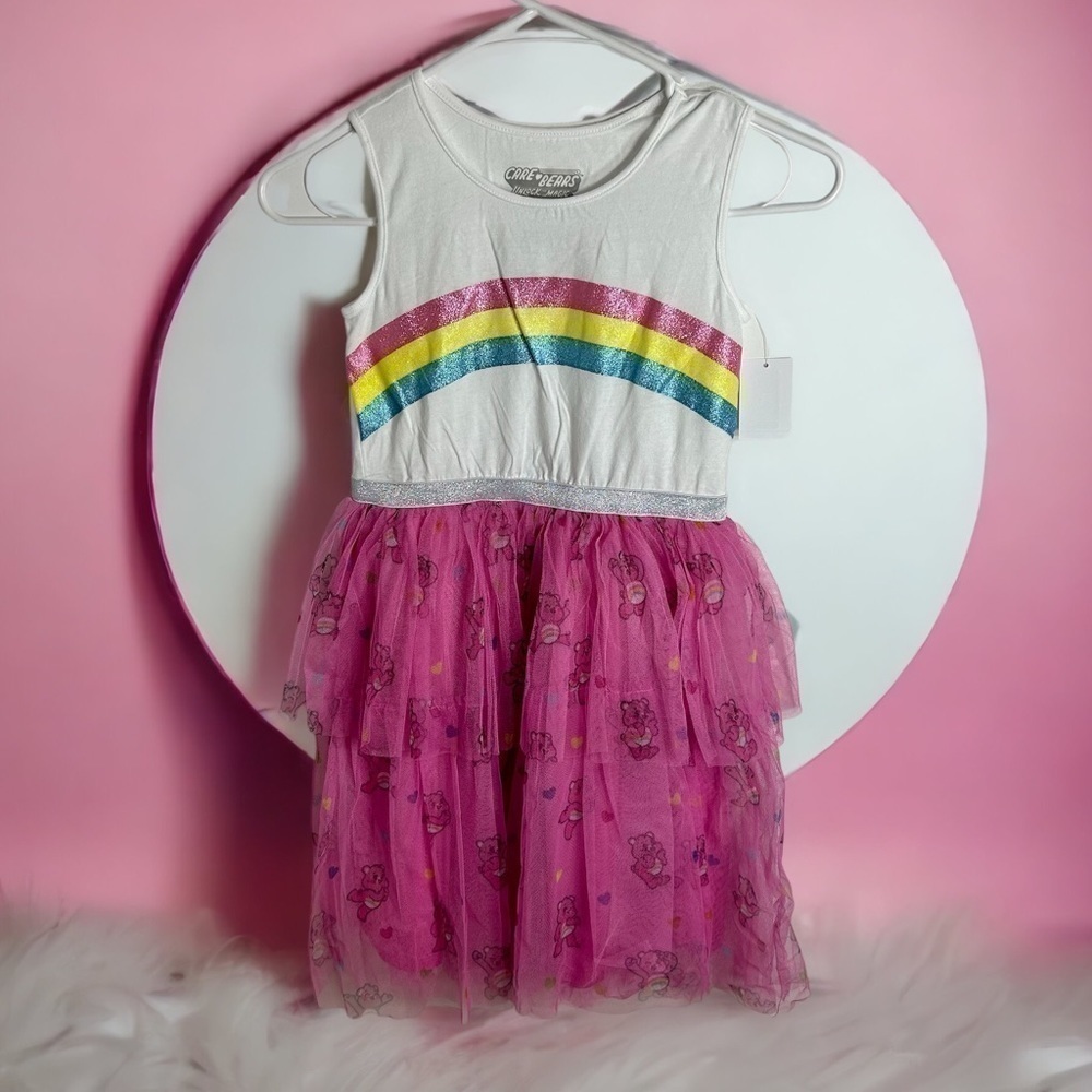 Care Bears Tulle Ruffle Dress NWT Large 10/12 Sleeveless Pink White